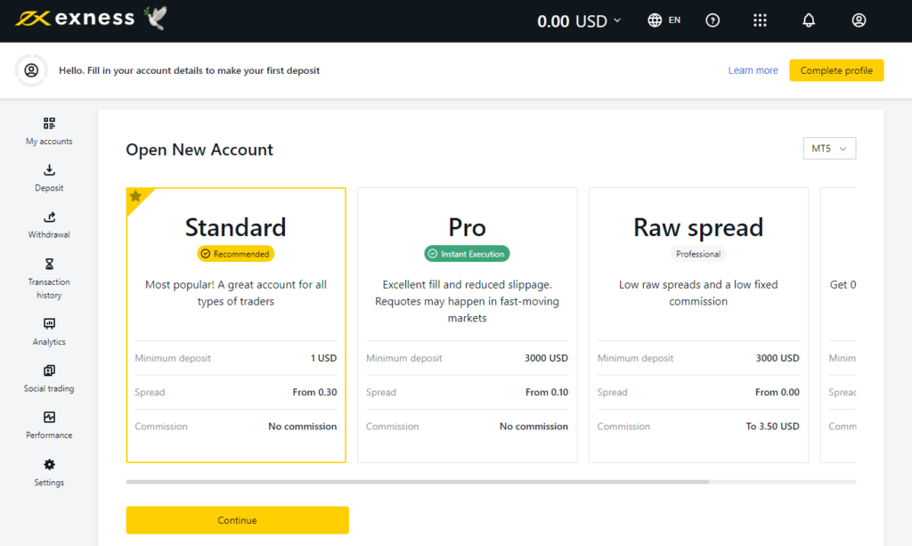 exness demo account