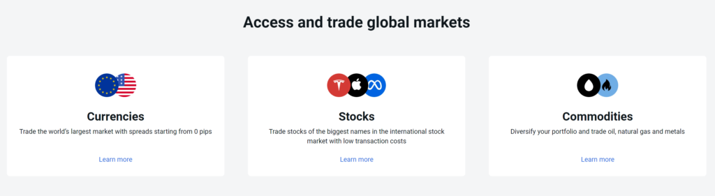 Exness trading instruments