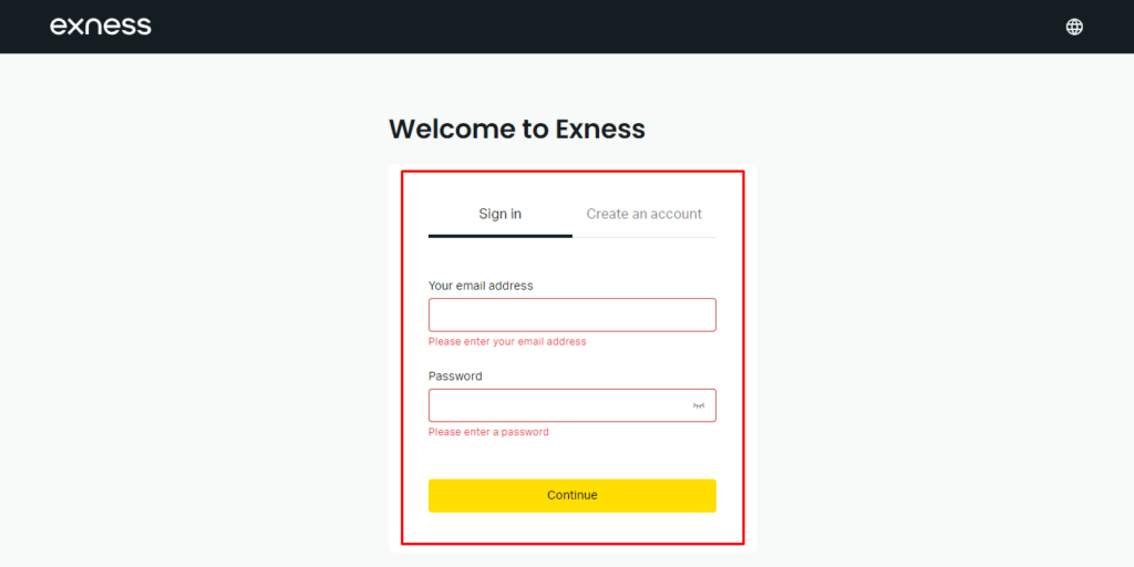 Exness Login Area